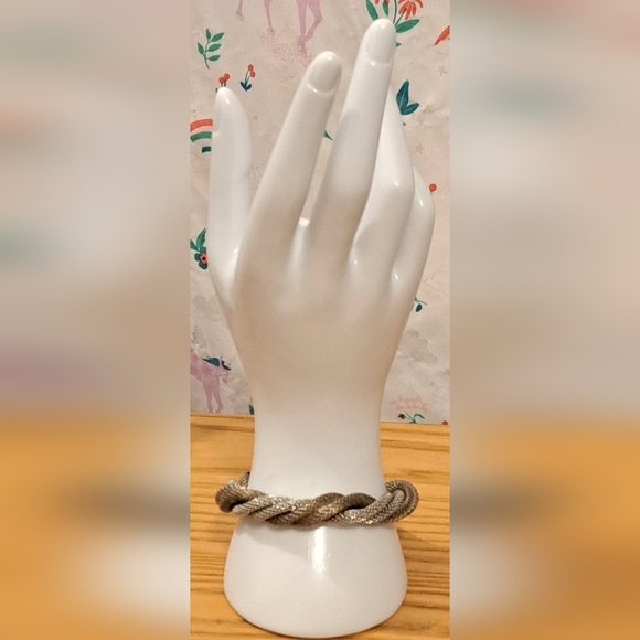 Vintage Erica Zap Silver & Gold Tone Braid Mesh Casual Neutral Jewelery Bracelet - Picture 1 of 5